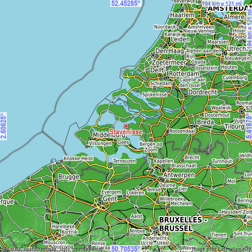 Topographic map of Stavenisse