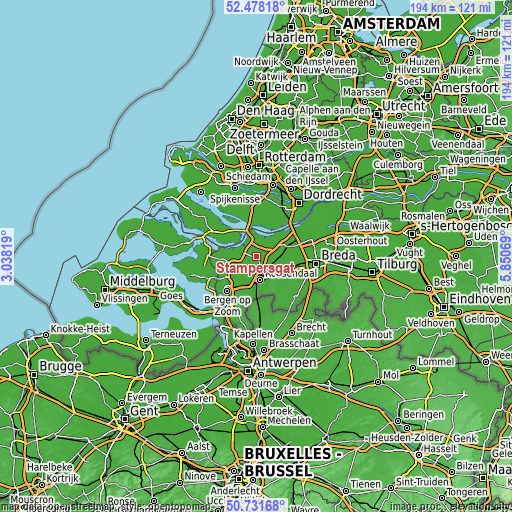 Topographic map of Stampersgat