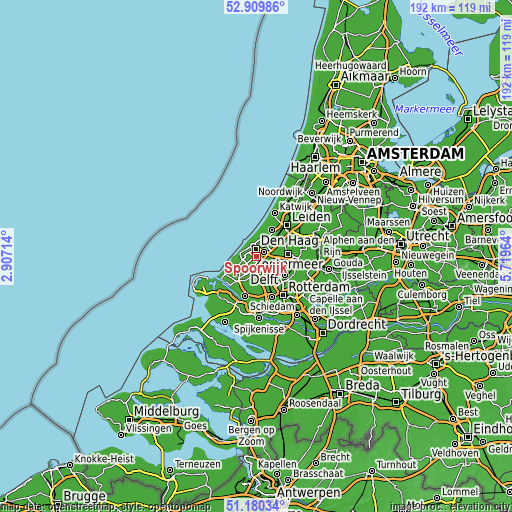 Topographic map of Spoorwijk