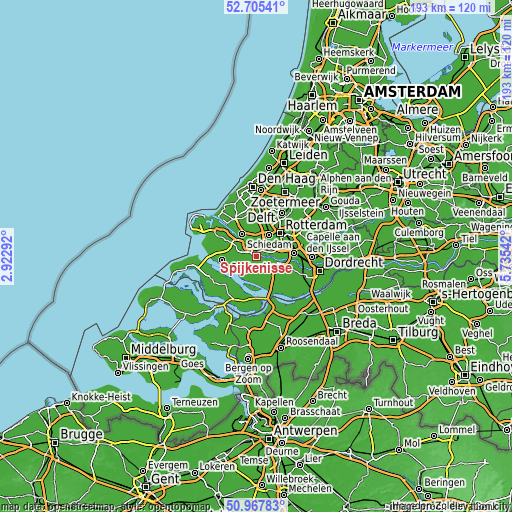 Topographic map of Spijkenisse