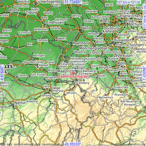 Topographic map of Spekholzerheide