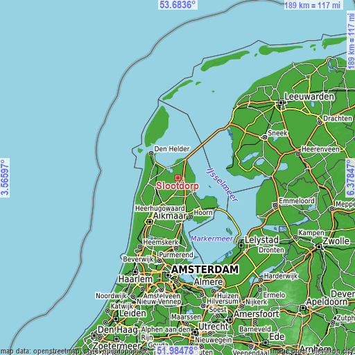 Topographic map of Slootdorp