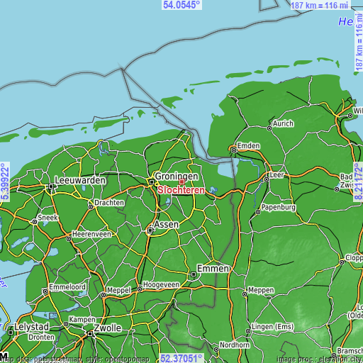 Topographic map of Slochteren