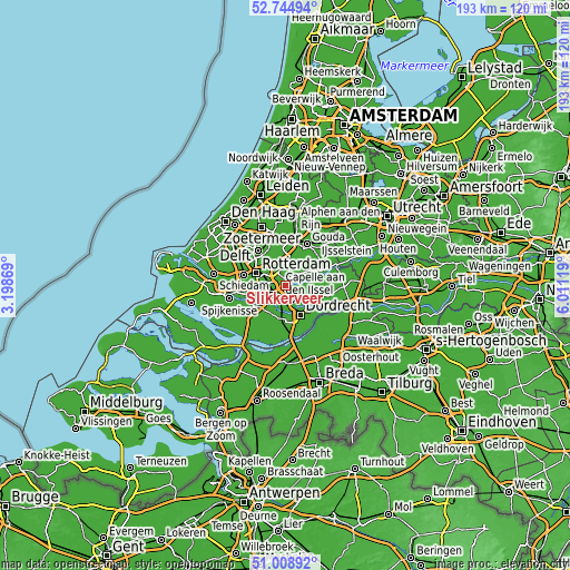 Topographic map of Slikkerveer