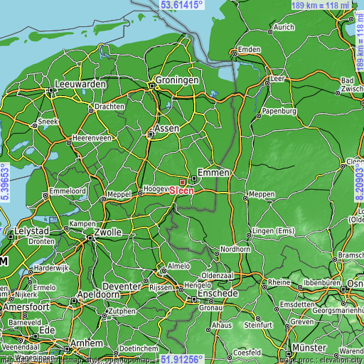 Topographic map of Sleen