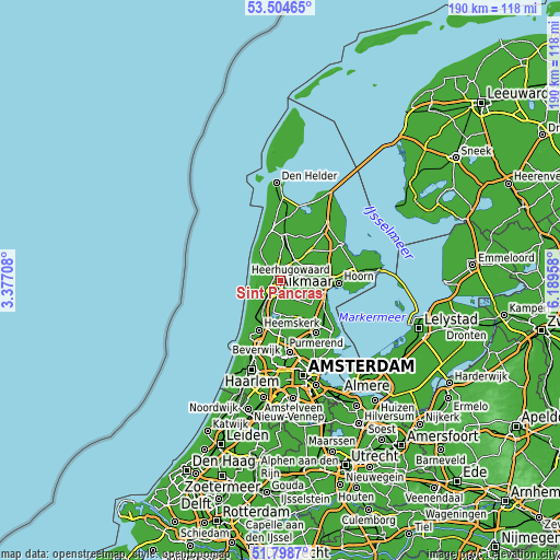 Topographic map of Sint Pancras