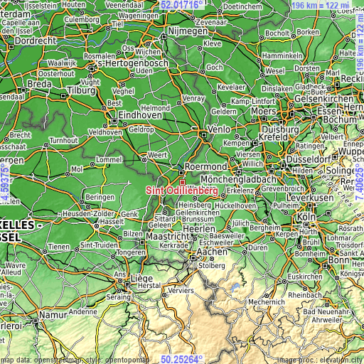 Topographic map of Sint Odiliënberg