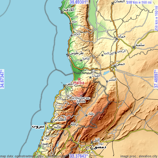Topographic map of Halba