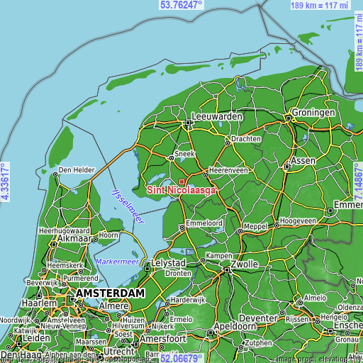 Topographic map of Sint Nicolaasga