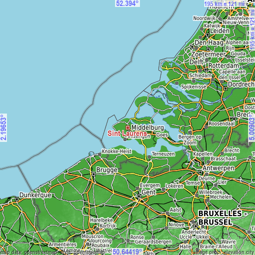 Topographic map of Sint Laurens