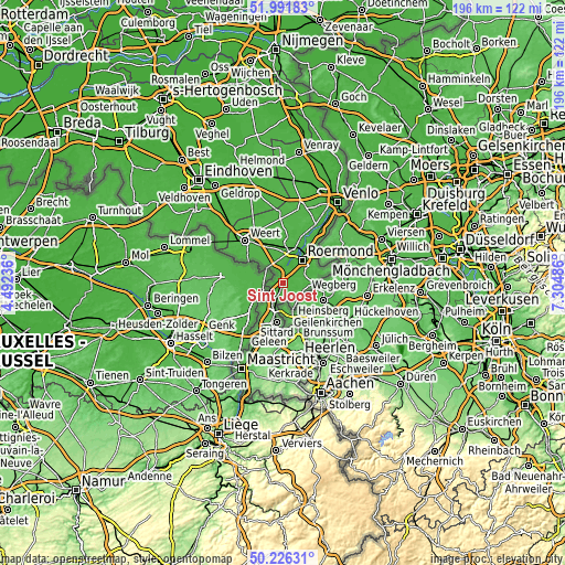 Topographic map of Sint Joost