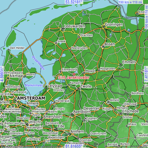 Topographic map of Sint Jansklooster