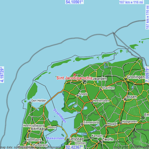 Topographic map of Sint Jacobiparochie