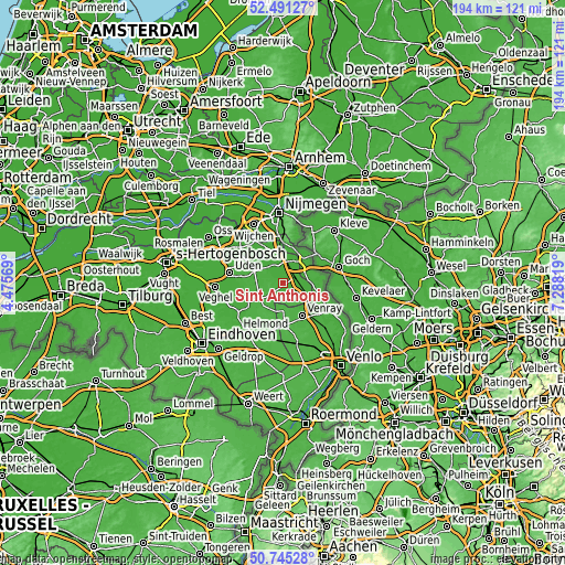 Topographic map of Sint Anthonis