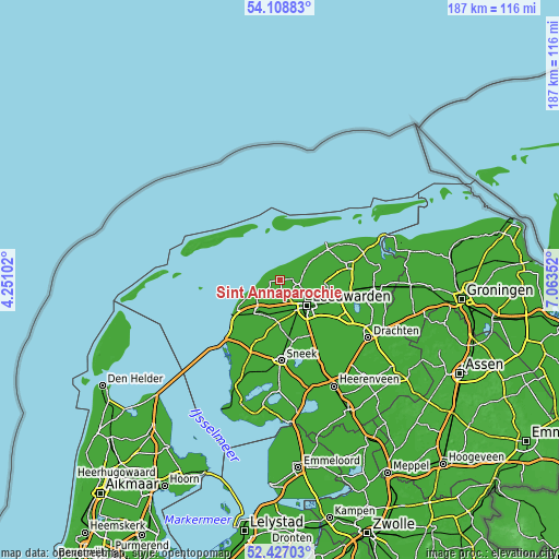 Topographic map of Sint Annaparochie