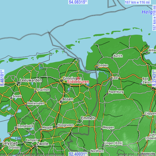 Topographic map of Siddeburen