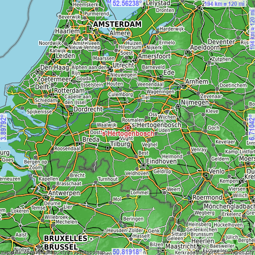 Topographic map of 's-Hertogenbosch