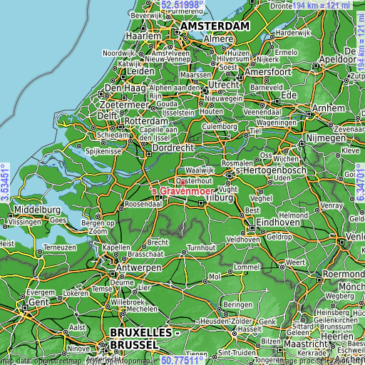 Topographic map of 's Gravenmoer