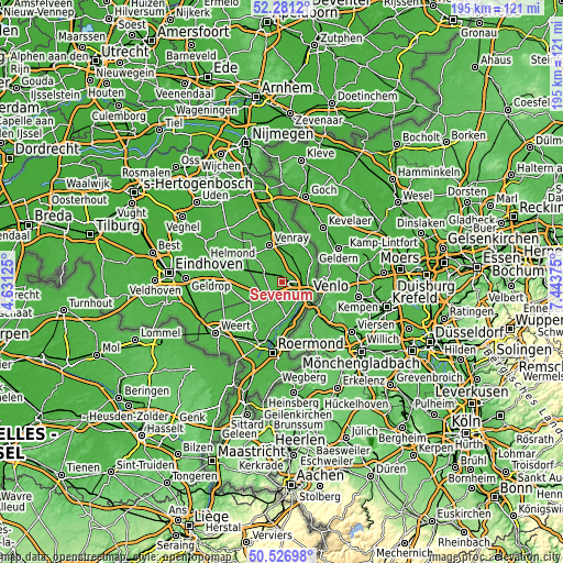 Topographic map of Sevenum