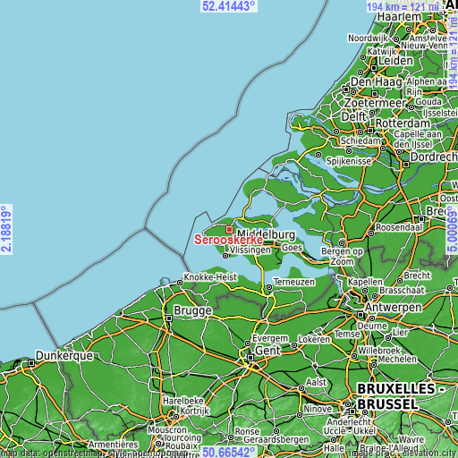 Topographic map of Serooskerke