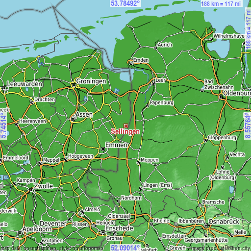 Topographic map of Sellingen