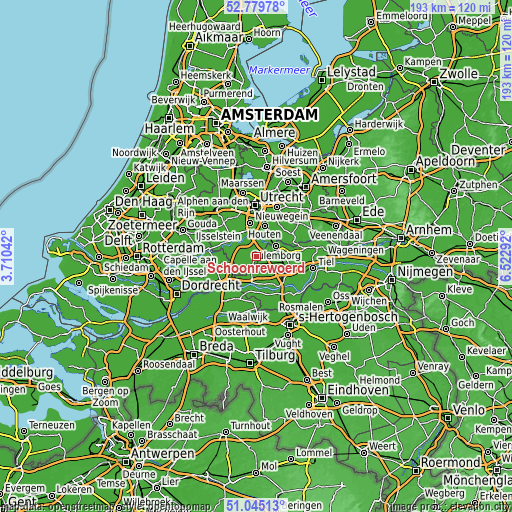 Topographic map of Schoonrewoerd