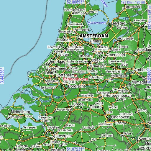 Topographic map of Schoonhoven