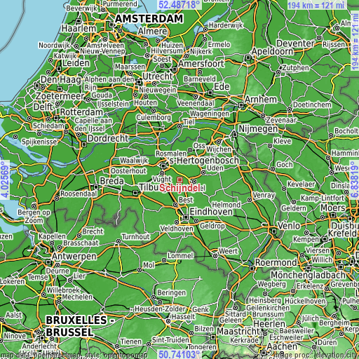 Topographic map of Schijndel