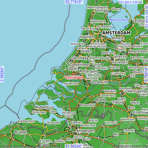 Topographic map of Schiedam