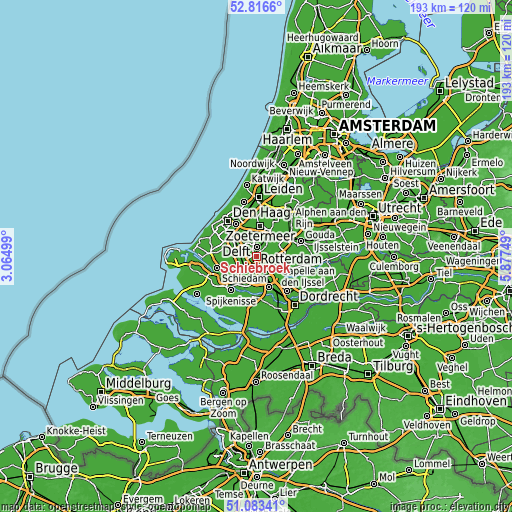 Topographic map of Schiebroek