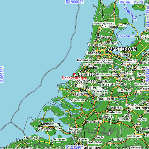 Topographic map of Scheveningen