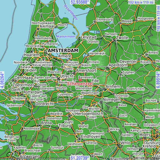 Topographic map of Scherpenzeel