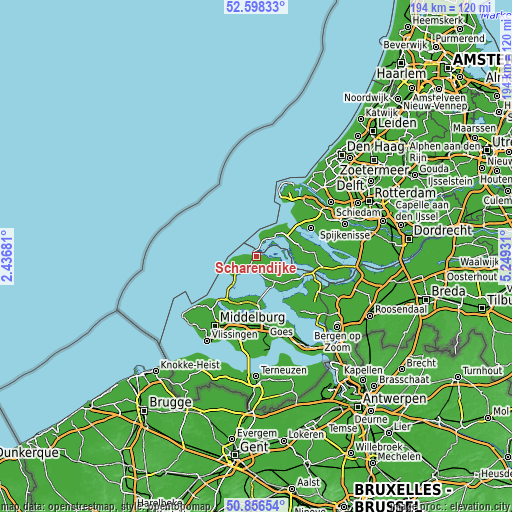 Topographic map of Scharendijke