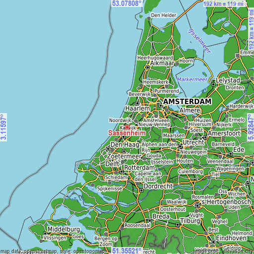 Topographic map of Sassenheim