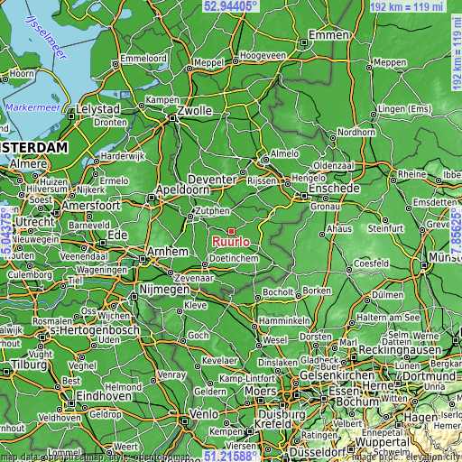 Topographic map of Ruurlo