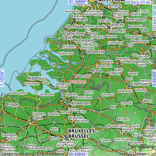 Topographic map of Rucphen