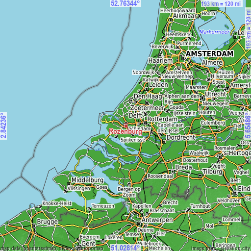 Topographic map of Rozenburg