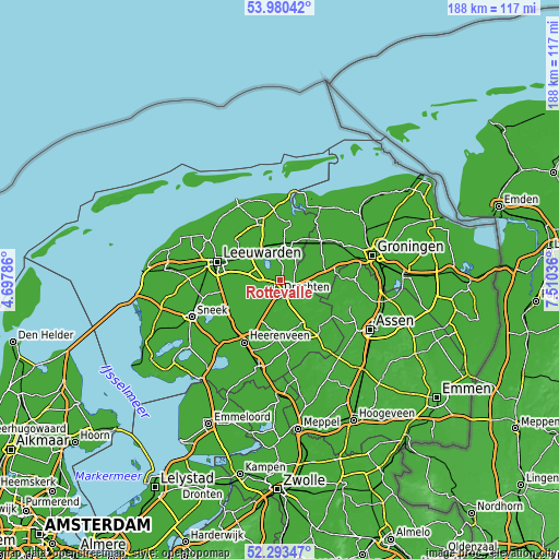 Topographic map of Rottevalle