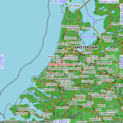 Topographic map of Roelofarendsveen