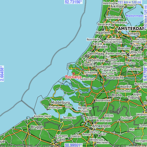 Topographic map of Rockanje