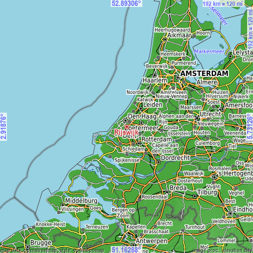 Topographic map of Rijswijk