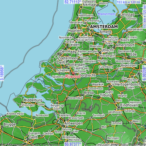 Topographic map of Rijsoord