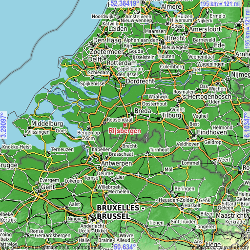 Topographic map of Rijsbergen