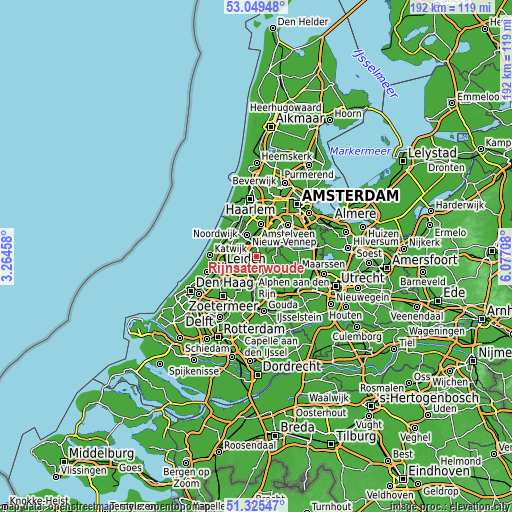 Topographic map of Rijnsaterwoude