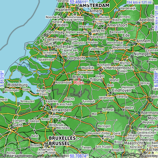 Topographic map of Rijen