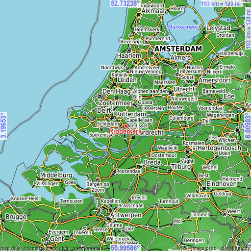 Topographic map of Ridderkerk