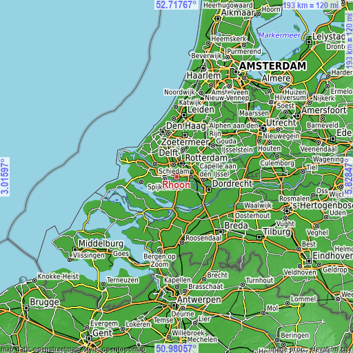 Topographic map of Rhoon