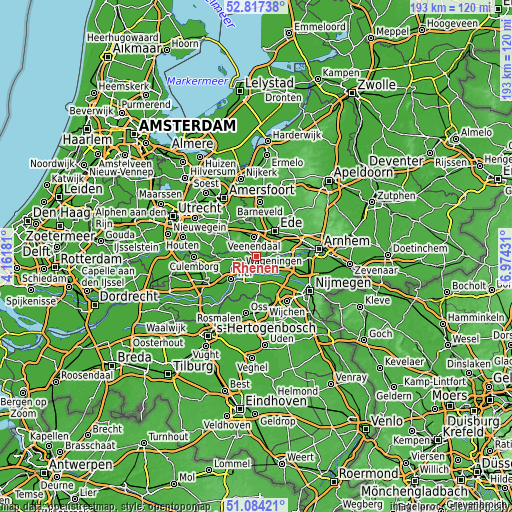 Topographic map of Rhenen