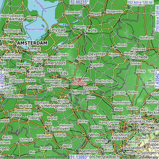 Topographic map of Rheden