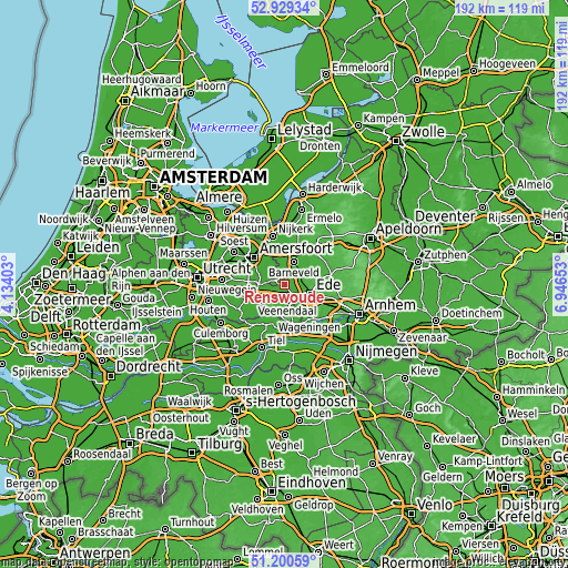 Topographic map of Renswoude